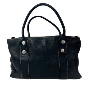 Michael Kors Greenwich Pebbled Leather Black Tote Bag Large Purse Vintage